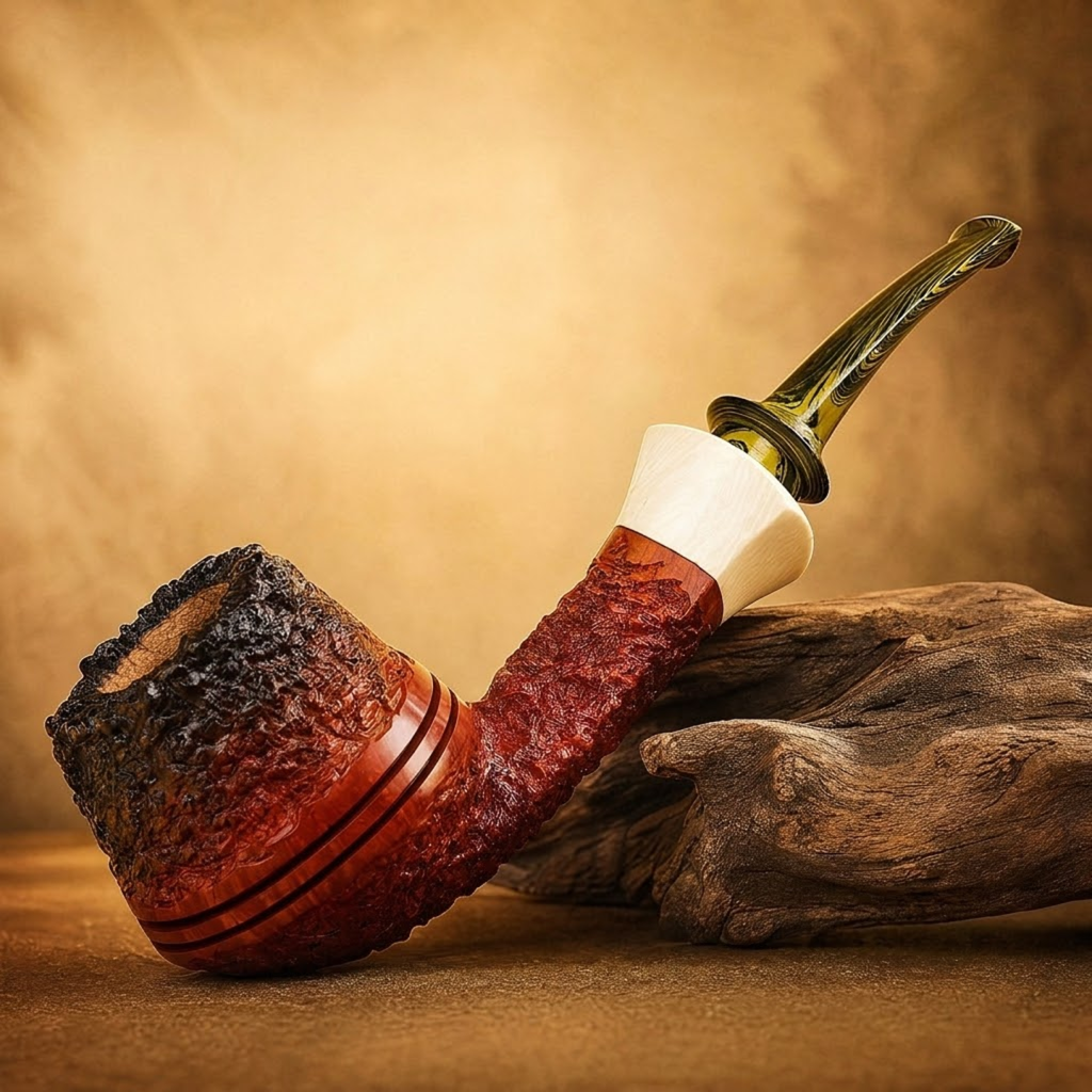 Gradient-Carved Bulldog Tobacco Pipe