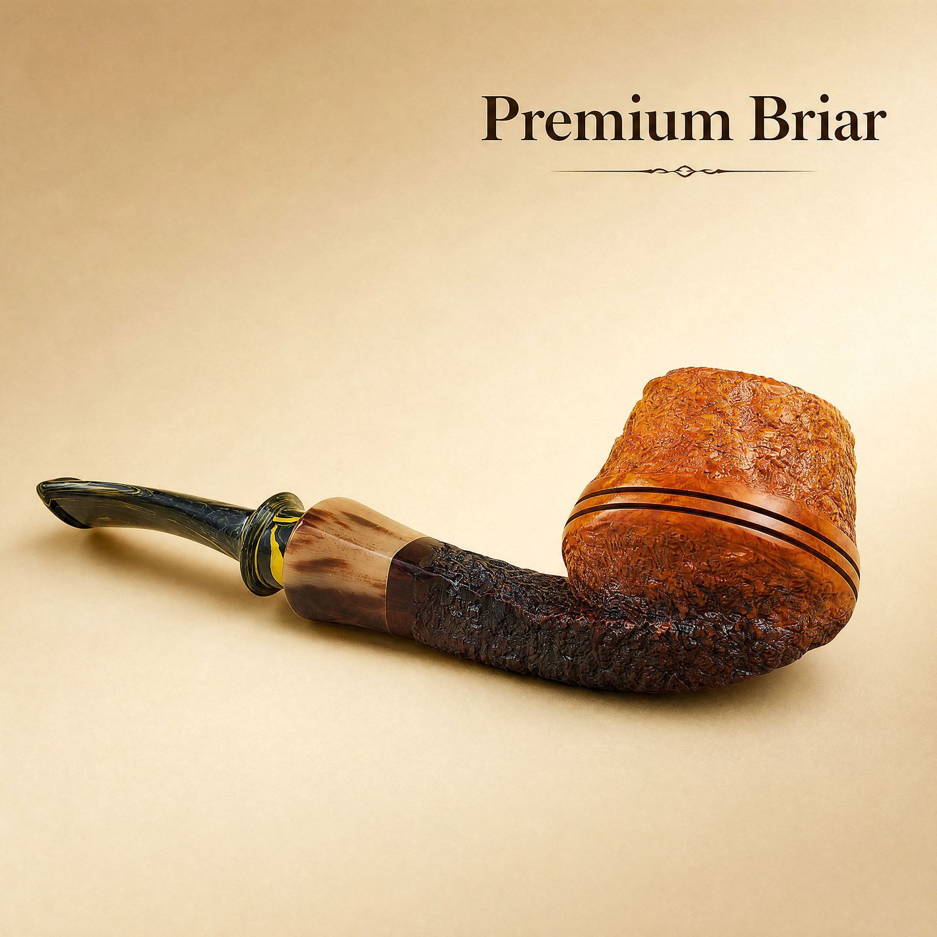 Gradient-Carved Bulldog Tobacco Pipe