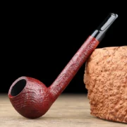 Red Sandblasted Long-Shank Billiard Pipe