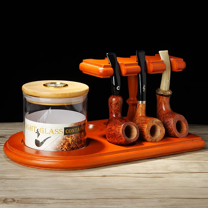All-in-one pipe rack and tobacco jar combo