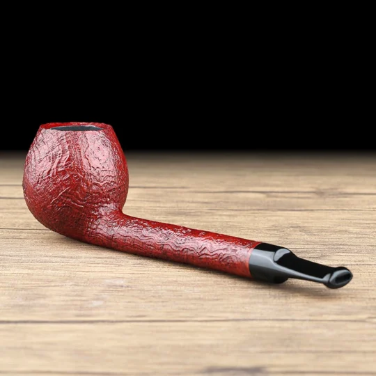 Red Sandblasted Long-Shank Billiard Pipe