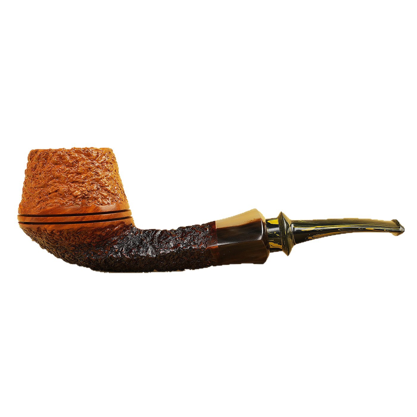 Gradient-Carved Bulldog Tobacco Pipe
